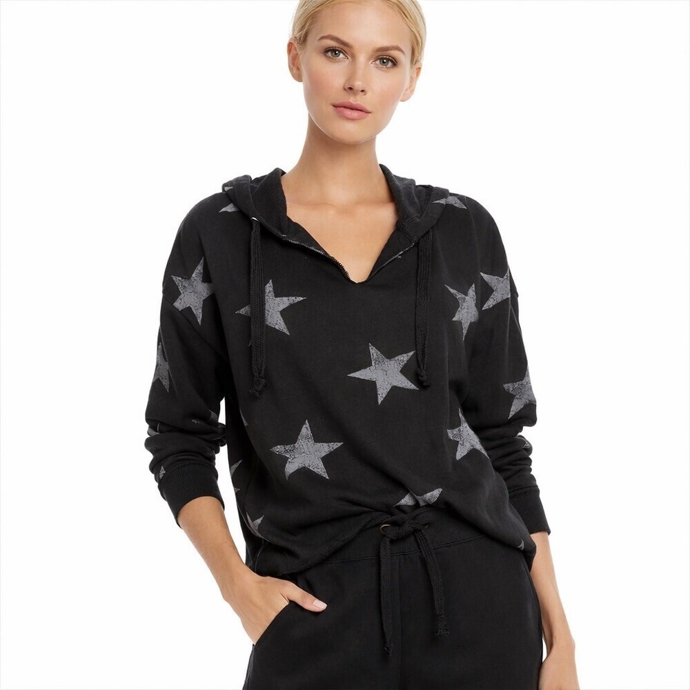 Vintage Havana Black Star Print  Hoodie Sweatshirt Women's Size Medium